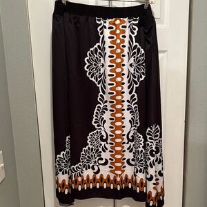 Ashley Stewart Black and Orange A-Line Skirt Plus Size 26/28
